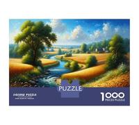 for Adults 1000 Piece Jigsaw Puzzle Golden Fields And River Landscape Jigsaw for Adults Family Game Improve Memory Christmas Birthday Gifts 70x50cm/1000pcs