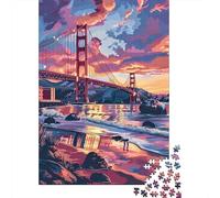 for Adults 1000 Piece Jigsaw Puzzle Golden Gate Bridge Sunset-16 Adult Jigsaw Toy Wall Decor Difficult Challenge Fun at Home Activities, 52x38cm/1000pcs