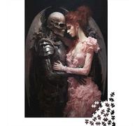 for Adults 1000 Piece Jigsaw Puzzle Gothic Angel And Skeleton Romance Adult Puzzles DIY Toys Presents for Women Unique Birthday And Xmas Gifts 70x50cm/1000pcs
