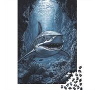 for Adults 1000 Piece Jigsaw Puzzle Great White Shark Art Print Adult Jigsaw Toy Wall Decor Difficult Challenge Fun at Home Activities, 70x50cm/1000pcs