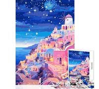 for Adults 1000 Piece Jigsaw Puzzle Greece Santorini Evening Fun Family Bonding Activity Ideal Festive Choice (38X52cm)