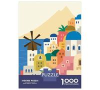 for Adults 1000 Piece Jigsaw Puzzle Greek Island Village Teenager Puzzles DIY Toys Difficult Challenge Challenging Game Gifts 52x38cm/1000pcs