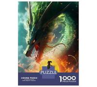 for Adults 1000 Piece Jigsaw Puzzle GREEN DRAGON Jigsaw for Adults Relax Games Hand Speed Race Fun Activities at Home 52x38cm/1000pcs