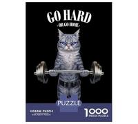 for Adults 1000 Piece Jigsaw Puzzle Grey Cat Weightlifting Teenager Puzzles DIY Toys Difficult Challenge Challenging Game Gifts 70x50cm/1000pcs