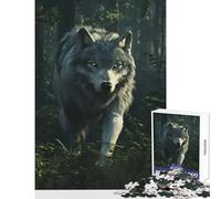for Adults 1000 Piece Jigsaw Puzzle Grey Wolf In The Forest Fun Family Bonding Activity Ideal Festive Choice (38X52cm)
