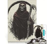 for Adults 1000 Piece Jigsaw Puzzle Grim Reaper Illustration, Hands-on Game, Fun Activities at Home, Deal As Gifts for The Whole Family 50X75CM