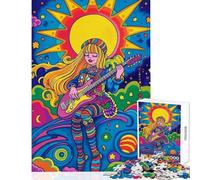 for Adults 1000 Piece Jigsaw Puzzle Groovy Guitar Girl Brain Teaser Game Learning Educational DIY Toys Unique Birthday And Gifts (50X75cm)