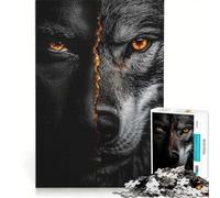for Adults 1000 Piece Jigsaw Puzzle Half Wolf Half Human, DIY Toys, Staycation Kill Time, Unique Birthday And Gifts 50X75CM