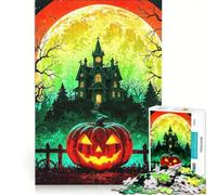 for Adults 1000 Piece Jigsaw Puzzle Halloween Night︰ Haunted House And Pumpkin, Hands-on Game, Fun Activities at Home, Deal As Gifts for The Whole Family 50X75CM