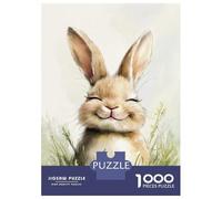 for Adults 1000 Piece Jigsaw Puzzle Happy Bunny in Grass Jigsaw Brain Teaser Game Home Decoration Unique Birthday And Xmas Gifts 38x26cm/1000pcs