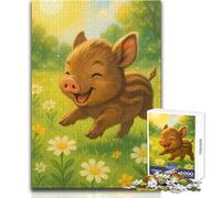 for Adults 1000 Piece Jigsaw Puzzle Happy Piglet in A Meadow Enjoy Peaceful Quiet Moments High Accuracy Cutting Craft Play Toy Size 38x26cm