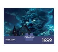for Adults 1000 Piece Jigsaw Puzzle Haunted House Halloween Decorations Adult Puzzles Anti-Stress Toys Precision Cutting Fun Activities at Home 38x26cm/1000pcs