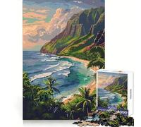 for Adults 1000 Piece Jigsaw Puzzle Hawaii Retro Pixel Art Fine Cut Art Smart Brain Toy Cozy Time Play Birthday Hobby Gift (38x26cm)