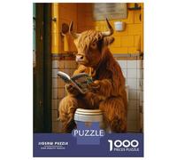 for Adults 1000 Piece Jigsaw Puzzle Highland Cow on The Toilet Adult Jigsaw Toy Wall Decor Difficult Challenge Fun at Home Activities, 70x50cm/1000pcs