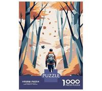for Adults 1000 Piece Jigsaw Puzzle Hiker Hiking through An Autumn Forest Jigsaw Puzzle Relax Games Home Decoration Unique Birthday And Xmas Gifts 52x38cm/1000pcs