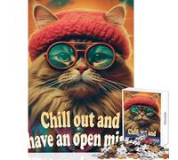 for Adults 1000 Piece Jigsaw Puzzle Hippie Chill Cat Toy Wall Decor Gift For Birthdays Educational Games Wishlist with Santa Claus Size 38x52cm