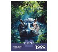 for Adults 1000 Piece Jigsaw Puzzle Hippo in The Jungle Water Jigsaw Puzzle Relax Games Home Decoration Unique Birthday And Xmas Gifts 38x26cm/1000pcs