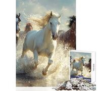 for Adults 1000 Piece Jigsaw Puzzle Horses Galloping Through Water Jigsaw Puzzle 1000 Brain Teaser Game Great Gifts And Toys Difficult Hard (38x26cm)