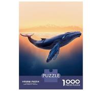 for Adults 1000 Piece Jigsaw Puzzle Humpback Whale Sunset Adult Jigsaw Toy Wall Decor Difficult Challenge Fun at Home Activities, 70x50cm/1000pcs