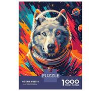 for Adults 1000 Piece Jigsaw Puzzle Husky Astronaut Space Jigsaw Puzzle Brain Teaser Game Hand Speed Race Fun Activities at Home 70x50cm/1000pcs