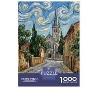 for Adults 1000 Piece Jigsaw Puzzle Impressionistic Church in A European Town Jigsaws for Adults Anti-Stress Toys For Family Fun Fun Activities at Home 70x50cm/1000pcs