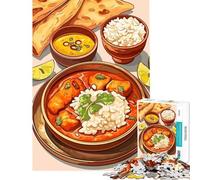 for Adults 1000 Piece Jigsaw Puzzle Indian Cuisine︰ Curry, Rice, And Naan Relax Games Learning Educational Toys Art Work Gifts Staycation Kill Time (size 38x52cm)