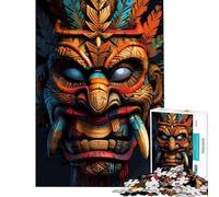 for Adults 1000 Piece Jigsaw Puzzle Indigenous Tribe Tiki Mask Jigsaws for Adults Relax Games Difficult Challenge Fun at Home Activities, (Size 50x75cm)