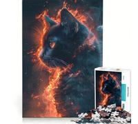 for Adults 1000 Piece Jigsaw Puzzle Inferno Fire Cat, Hands-on Game, Pattern Assembly, Unique Birthday And Gifts (38x26cm)