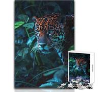 for Adults 1000 Piece Jigsaw Puzzle Jaguar in The Night Enjoy Peaceful Quiet Moments High Accuracy Cutting Craft Play Toy Size 50x75cm