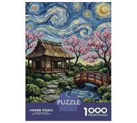 for Adults 1000 Piece Jigsaw Puzzle Japanese Garden Under Starry Sky Jigsaw Brain Teaser Game Home Decoration Unique Birthday And Xmas Gifts 38x26cm/1000pcs