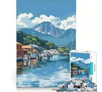 for Adults 1000 Piece Jigsaw Puzzle Japanese Harbor Village, Hands-on Game, Pattern Assembly, Unique Birthday And Gifts (38x26cm)