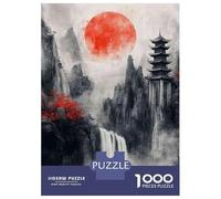 for Adults 1000 Piece Jigsaw Puzzle Japanese Waterfall Pagoda Print Adult Puzzles Hands-on Game Birthday Present Fun at Home Activities, 38x26cm/1000pcs