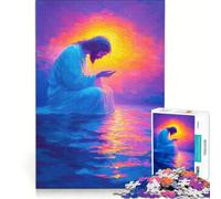 for Adults 1000 Piece Jigsaw Puzzle Jesus Praying at Sunset DIY Toys Pattern Assembly Artists' Collection Fine Arts 38x26cm