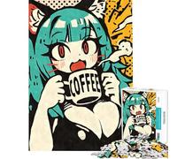 for Adults 1000 Piece Jigsaw Puzzle Kawaii Anime Cat Girl Coffee Challenging To Complete Family Activities Family Game Suitable for People Aged 14 And Above (38x26cm)