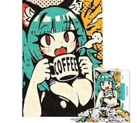 for Adults 1000 Piece Jigsaw Puzzle Kawaii Anime Cat Girl Coffee Difficult And Challenge A Work of Art Educational Games Suitable for People Aged 14 And Above (38x52cm)