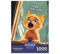 for Adults 1000 Piece Jigsaw Puzzle Kitten Craves Violence Meme Jigsaw for Adults Family Game Improve Memory Christmas Birthday Gifts 70x50cm/1000pcs