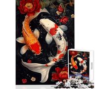 for Adults 1000 Piece Jigsaw Puzzle Koi Harmony in Bloom Shared Joyful Home Experience Wonderful Festive (38X26cm)