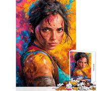 for Adults 1000 Piece Jigsaw Puzzle Lara Corft with Paint Splatter Brain Teaser Game Family Activities Anti-Stress Toys Unique Birthday And Gifts (50x75cm)