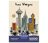 for Adults 1000 Piece Jigsaw Puzzle Las Vegas Skyline Illustration Jigsaw for Adults Hands-on Game Wall Decoration Fun at Home Activities, 38x26cm/1000pcs