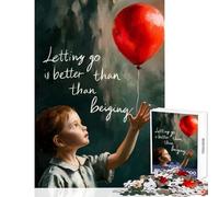 for Adults 1000 Piece Jigsaw Puzzle Letting Go︰ Boy And Red Balloon Fun Family Bonding Activity Ideal Festive Choice (38X26cm)