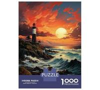 for Adults 1000 Piece Jigsaw Puzzle Lighthouse Sunset Seascape Puzzles for Adults Toy Wall Decor Pattern Assembly Unique Birthday And Xmas Gifts 70x50cm/1000pcs