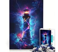 for Adults 1000 Piece Jigsaw Puzzle Lighthouses Get Struck By Lightning, DIY Toys, Pattern Assembly, Artists' Collection, Fine Arts 38x52cm