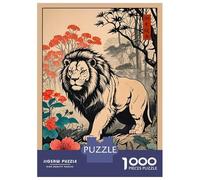 for Adults 1000 Piece Jigsaw Puzzle Lion in Japanese Style Adult Jigsaw Toy Wall Decor Difficult Challenge Fun at Home Activities, 38x26cm/1000pcs