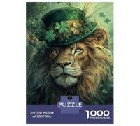 for Adults 1000 Piece Jigsaw Puzzle Lion in Top Hat with Clover Jigsaw for Adults Relax Games Hand Speed Race Fun Activities at Home 70x50cm/1000pcs