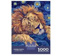 for Adults 1000 Piece Jigsaw Puzzle Lion Sleeping in Starry Night Style Jigsaw for Adults Family Game Improve Memory Christmas Birthday Gifts 70x50cm/1000pcs