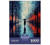 for Adults 1000 Piece Jigsaw Puzzle Lonely Person in Rain Jigsaw for Adults Hands-on Game Wall Decoration Fun at Home Activities, 70x50cm/1000pcs