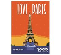 for Adults 1000 Piece Jigsaw Puzzle Love Eiffel Tower Paris Poster Teenager Puzzles Toy Wall Decor Stress Reliever Fun at Home Activities, 70x50cm/1000pcs
