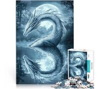 for Adults 1000 Piece Jigsaw Puzzle Magical Silver Dragon Made of wood for age 14 years and over For family fun Birthday gift, gifts, wall art。size:50x75cm/19.68x29.52inch