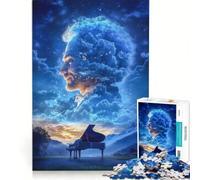 for Adults 1000 Piece Jigsaw Puzzle Man in Clouds with Piano Hands-on Game Fun Activities at Home Deal As Gifts for The Whole Family 38x26cm