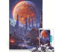 for Adults 1000 Piece Jigsaw Puzzle Mars City Night Astronaut Hands-on Game Fun Activities at Home Deal As Gifts for The Whole Family 38x26cm